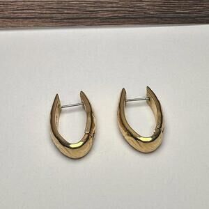 Monet Gold Tone Hoop Pierced Earrings Signed